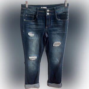 Mudd Y2K Distressed Bling Rhinestone Jeans Girls Size 16